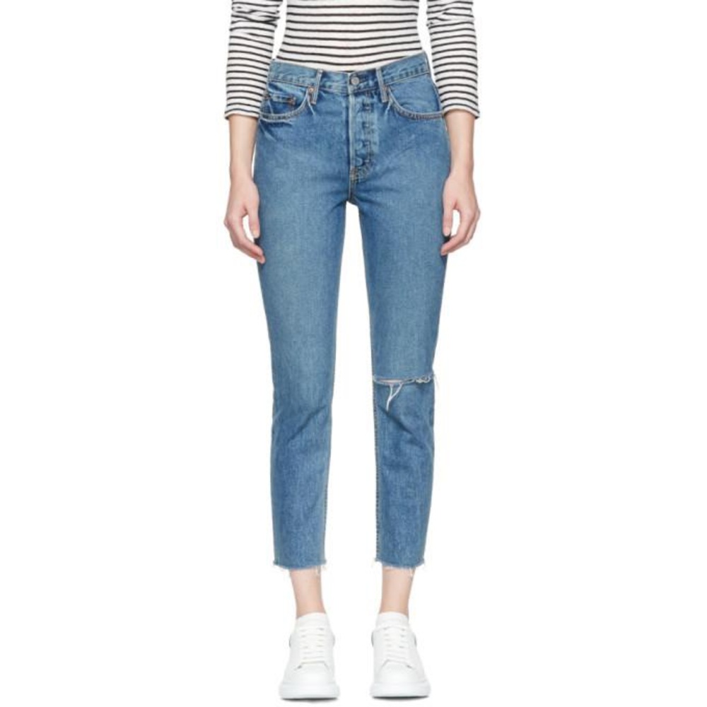 GRLFRND BLUE KAROLINA KNEE RIP JEANS